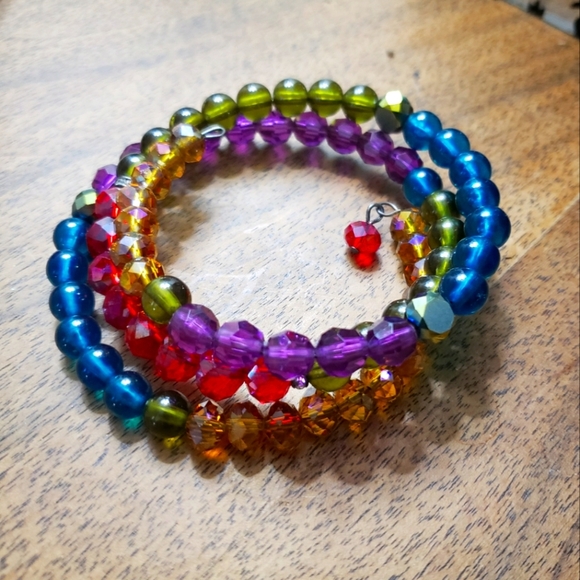 Multi-colored Wrap Around Beaded Bracelet - Picture 3 of 4